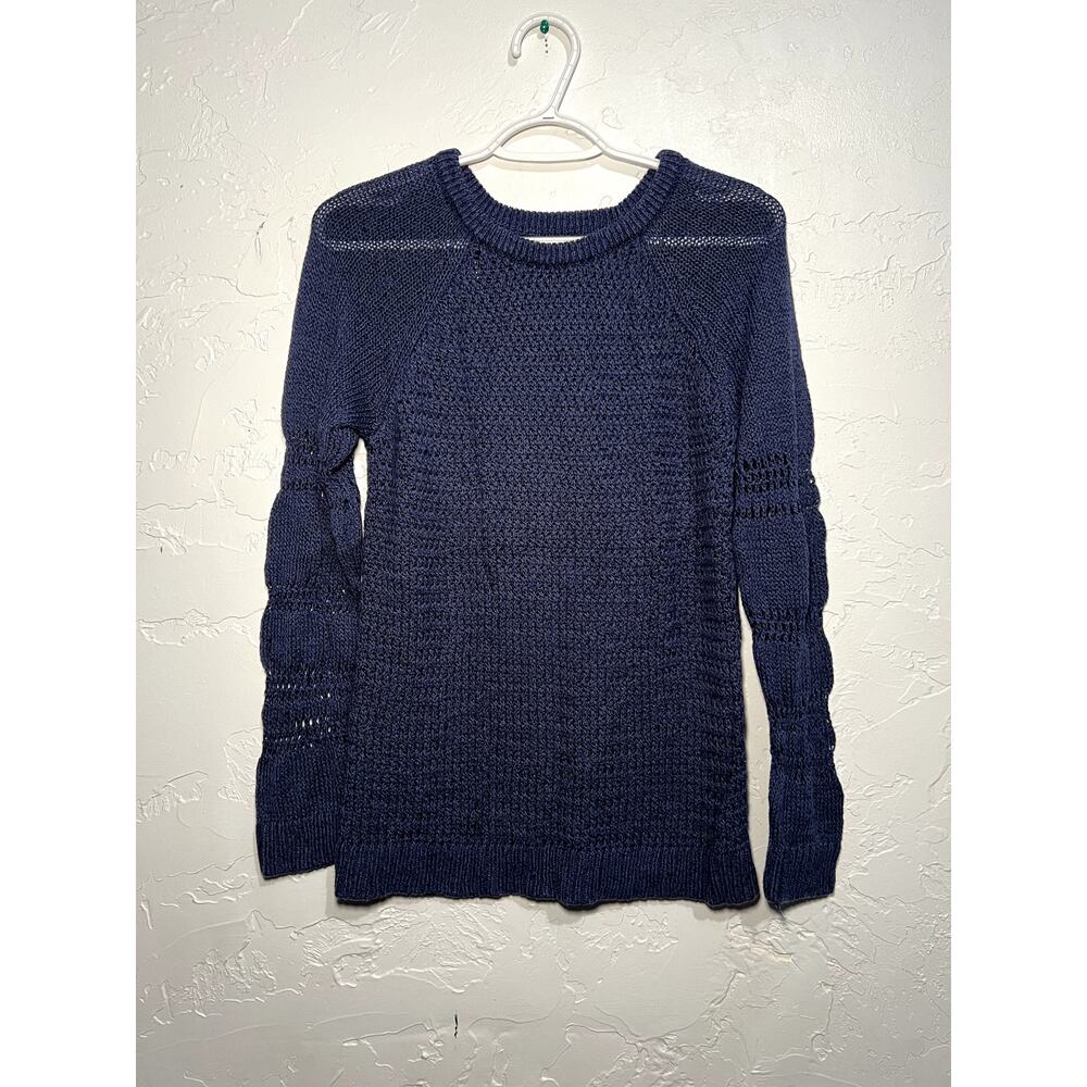 Tommy‎ Bahama blue open knit crew neck sweater womens medium preppy fisherman